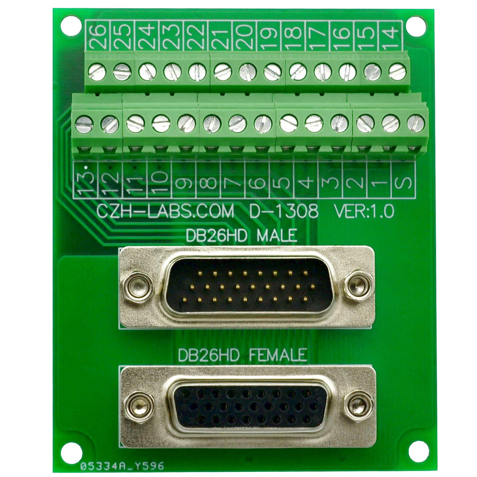たむ CZH-LABS 26-Position Green Screw Connector, DB26HD Male
